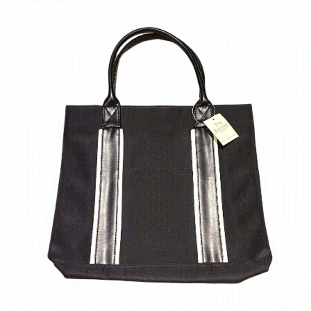 𝅺VIA Lactea Original Black Handbag Snap Top Purse Satchel NEW